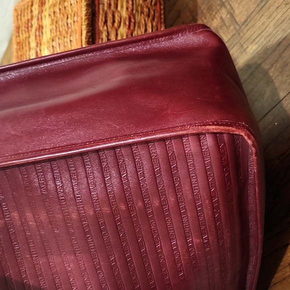 Valentino Burgundy Embossed Tote - Picture 4 of 11